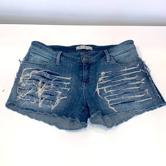 GUESS Blue Ripped Destroyed Denim short size 26 - Picture 2 of 12
